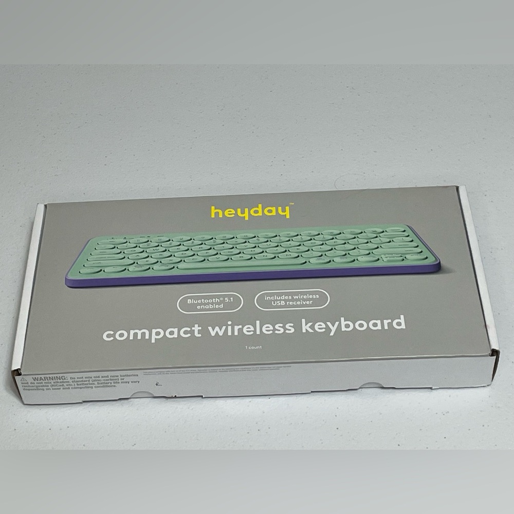 Heyday Mint Green Wireless Keyboard Bluetooth & USB WIRELESS Receive, NEW